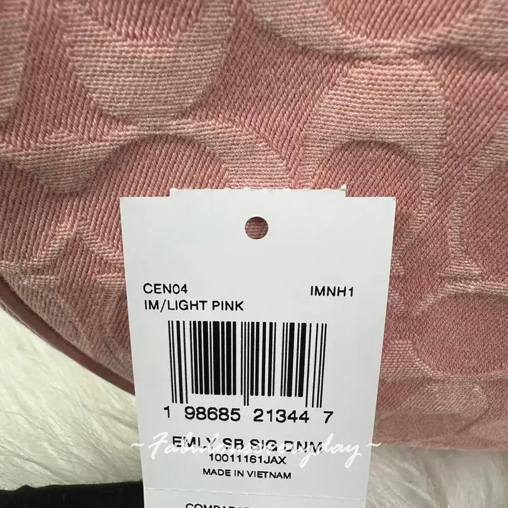 Coach Emily Shoulder Bag Crossbody In Signature Denim/Gold/Light Pink CEN04 NWT